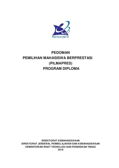 PDF PEDOMAN PEMILIHAN MAHASISWA BERPRESTASI PILMAPRES 1