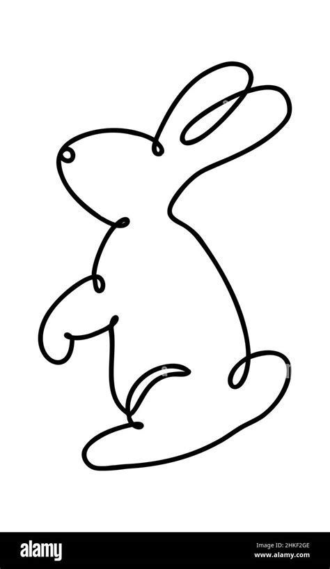 Lapins amusants Dessin continu d une ligne de lapin de Pâques Contour