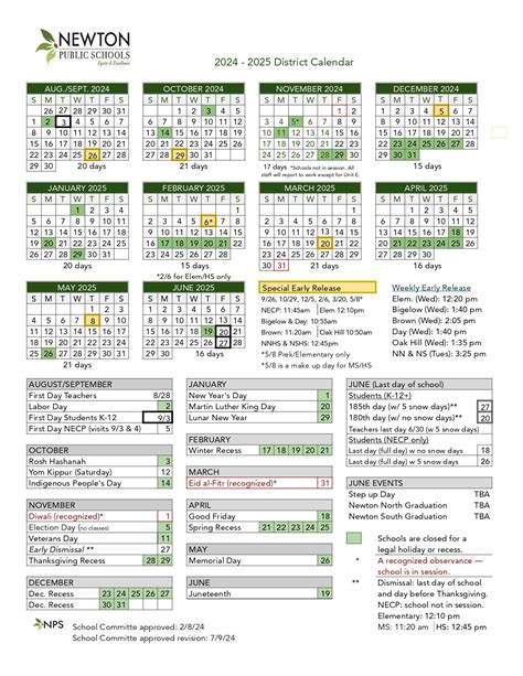 Newton Public Schools Calendar 2024-2025 [County Schools]