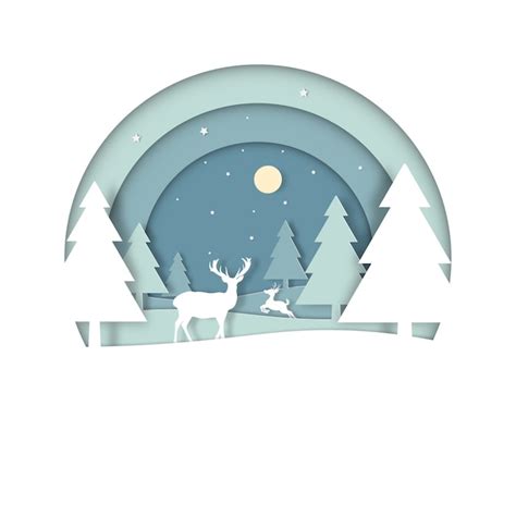 Premium Vector Deers In The Forest With Snow In The Winter Season And