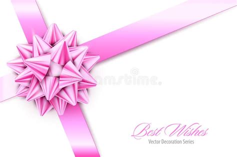 Vector Pink Realistic Bow With Ribbons Isolated On White Background