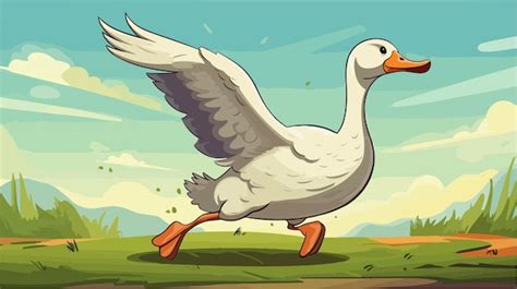 Vintage Cartoon Running Goose Illustration | Premium AI-generated vector