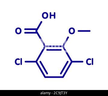 Dicamba Herbicide Molecule Used In Weed Control White Skeletal