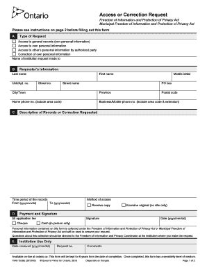 Fillable Online Forms Ssb Gov On Access Or Correction Request Ontario