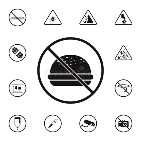 Sign Prohibited Fast Food Icon. from Warning Signs Set Stock ...