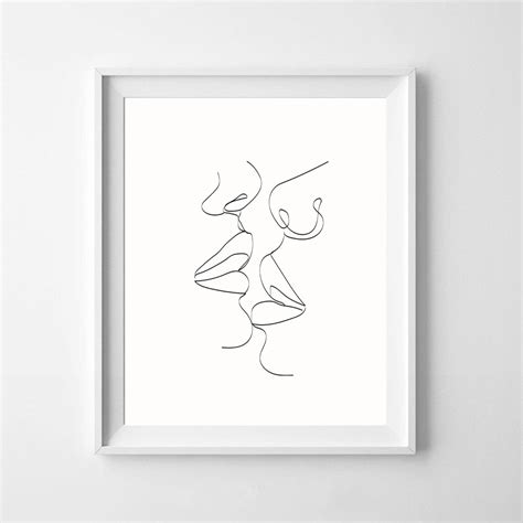 Lesbian Art Print Lesbian Artwork Kiss Printable LGBTQ Art Etsy