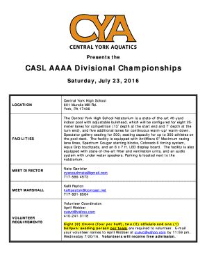 Fillable Online Casl Aaaa Divisional Championships Fax Email Print