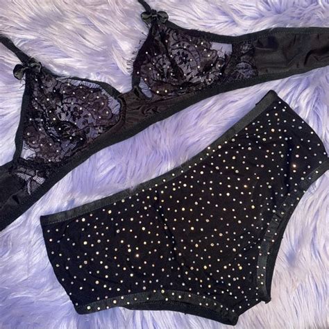 Intimates Sleepwear Diamond Black Floral Lace Lingerie Set Poshmark
