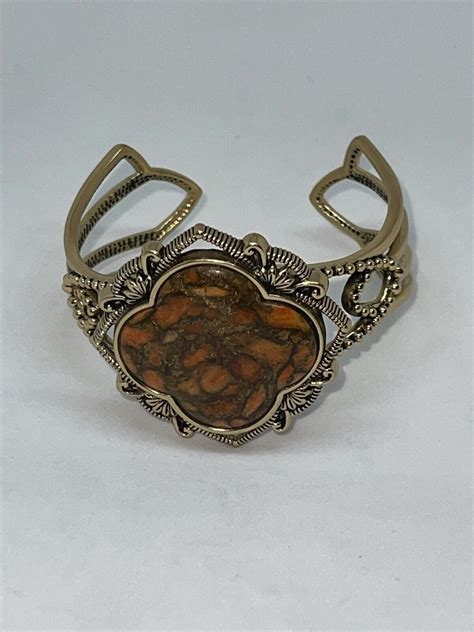 STUDIO BARSE Jasper Orange GEMSTONES BRONZE CUFF BRAC Gem