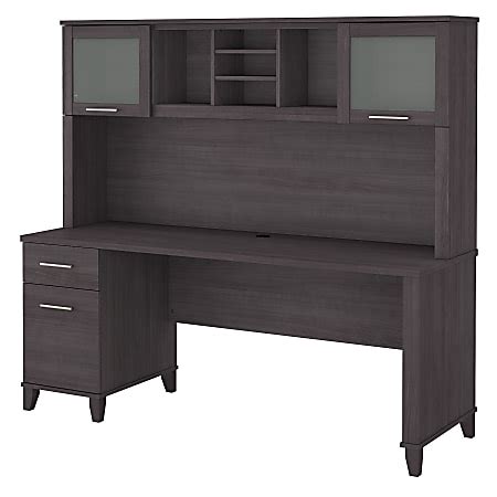 Bush Furniture Somerset W Office Desk With Hutch Storm Gray Standard