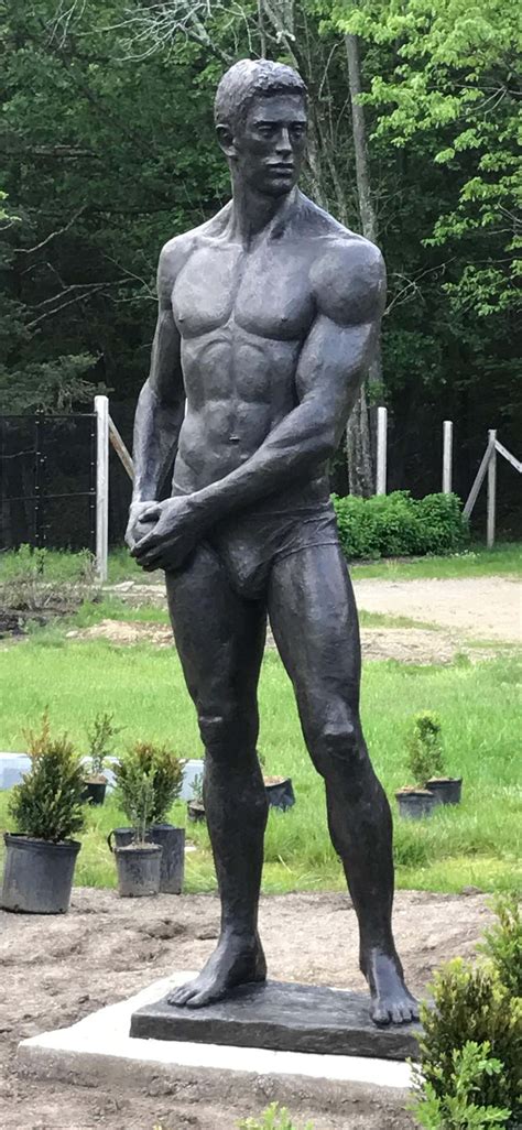 Mark Beard Statue Of Athlete Large Academic Style Bronze Figurative Sculpture Of Nude Male