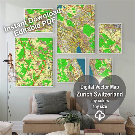 Zurich Switzerland editable layered PDF Vector Map – Maps in Vector