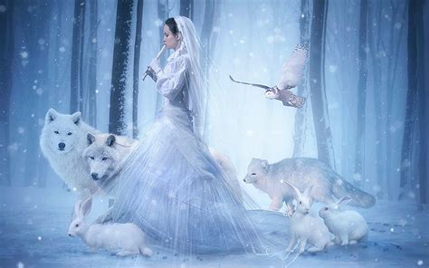 Winter Fantasy Blue White Flute Wolves Owl Music Winter Fantasy