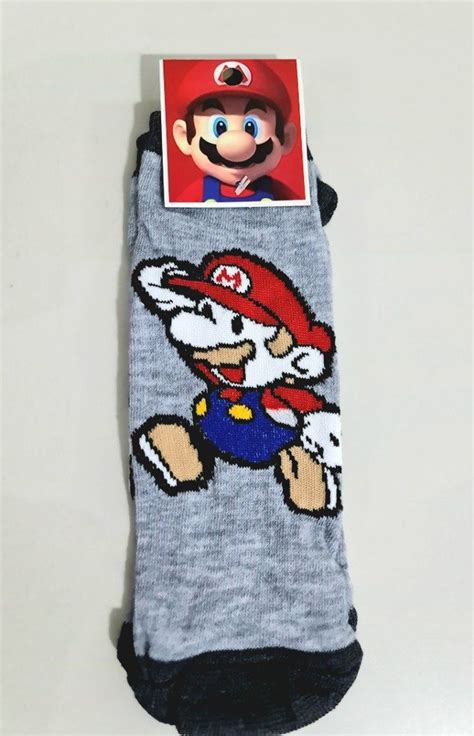 Medias Soquete Mario Bros Gris Otaku Cine Y Anim