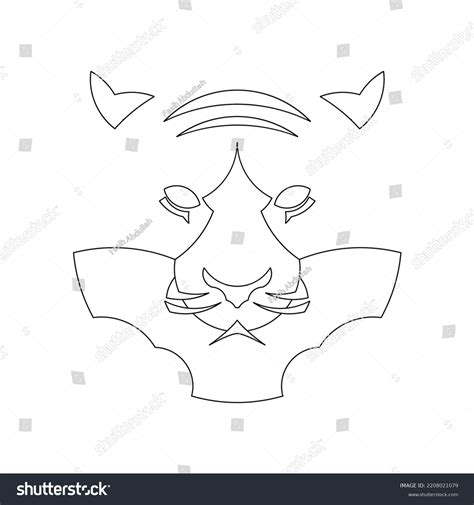 Sumatran Tiger Head Logo Outline Sketch Stock Vector Royalty Free