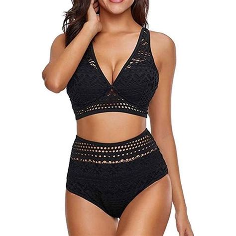 Maillot De Bain Femme L Gant Et Sexy Couleur Unie Rembourr Bikini Noir Noir Cdiscount Pr T