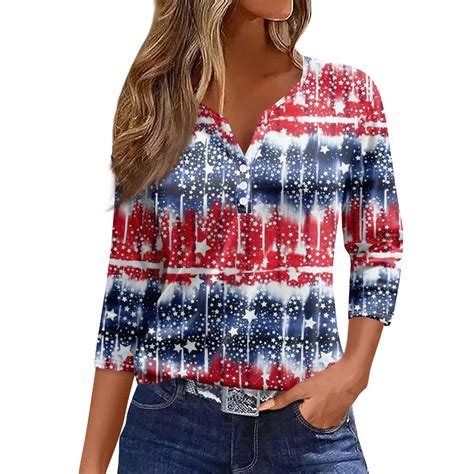 Huresd Th Of July Outfit For Women Sleeve Tops Hawaiian Beach