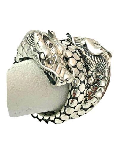 John Hardy Silver 925 Naga Double Dragon Coil Ring Gem