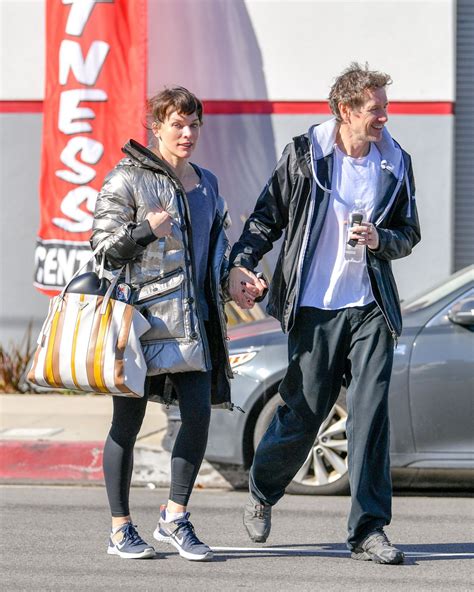 MILLA JOVOVICH and Paul Anderson Leaves a Gym in Los Angeles 02/11/2019 ...