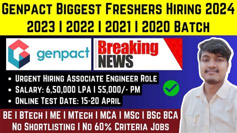 Genpact Biggest Direct Test Hiring Genpact OFF Campus Drive For 2020