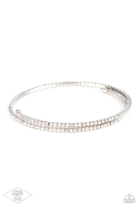 Sleek Sparkle Paparazzi Multi Iridescent Rhinestone Coil Bracelet