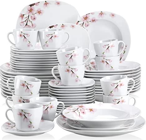 VEWEET Annie Juegos De Vajillas 60 Piezas De Porcelana Con 12 Taza 175