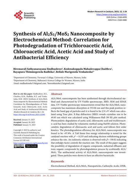 (PDF) Synthesis of Al 2 S 3 /MoS 2 Nanocomposite by Electrochemical ...