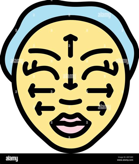 Wellness Facial Massage Icon Outline Vector Woman Face Skin Beauty