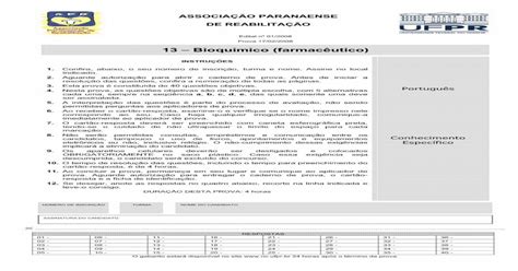 13 Bioquímico Farmacêutico Corretamente As Respostas Da Coluna Da