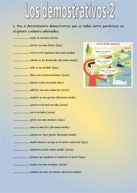 Ficha Online De Los Determinantes Demostrativos Para Tercer Ciclo