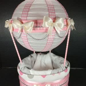 Diaper Cake Pink Hot Air Balloon W Fillable Basket 15 Size 2 Diapers 3 Wash Cloths 1