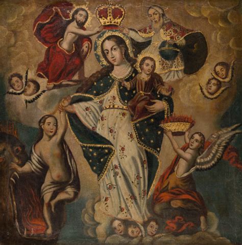 ESCUELA VIRREINAL PERUANA La Virgen de la Luz Óleo sobre lienzo