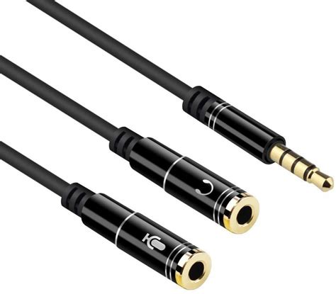 3.5mm Jack Headphone+Mic Audio Splitter Gold-Plated Aux Extension Adapter Cable Cord for ...