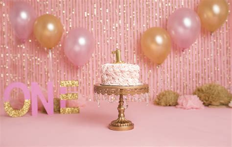 Pink And Gold Cake Smash Northwest Indiana Photographer Gold First