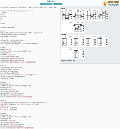 Chord: Colorado - Jimmy Rankin - tab, song lyric, sheet, guitar ...