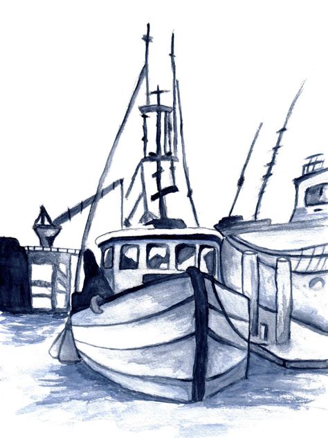 Fishing Boat Drawing at GetDrawings | Free download