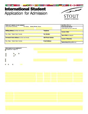 Fillable Online Uwstout International Student Application For Admission