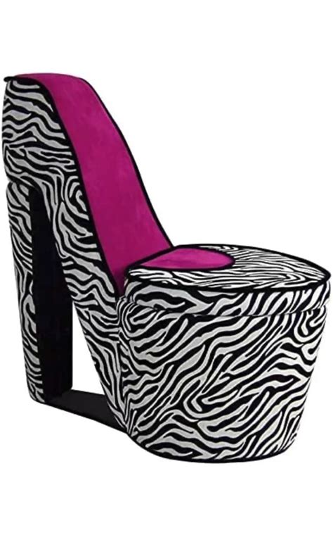 Ore International A High Heel Storage Chair Pink Zebra Zebra Print