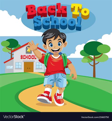 School Boy Cartoon Royalty Free Vector Image Vectorstock