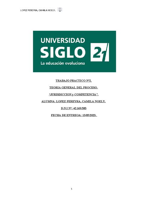 Tp Teoria Gral Proceso Lopez Pereyra Camila Trabajo Practico N