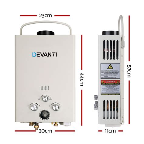 Devanti Outdoor Gas Hot Water Heater Portable Camping Shower 12v Pump Grey Shop Australia