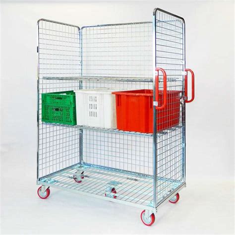 CARRELLO ROLL CONTAINER 1305X680X1800H PER PICKING CON 3 PARETI MAGLIA