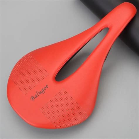 Rouge Selle de vélo de route en carbone et cuir PU ultralégère