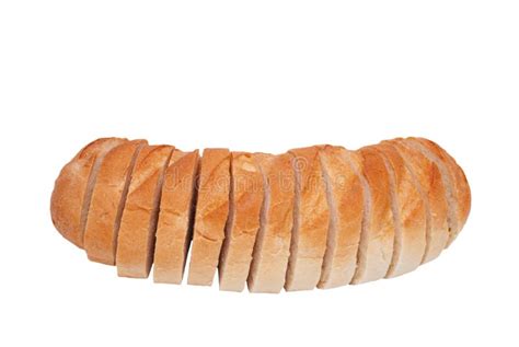 Brood Van Wit Brood Dat In Stukken Wordt Gesneden Stock Afbeelding