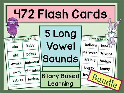 472 Flash Cards For 5 Long Vowel Sounds Etsy