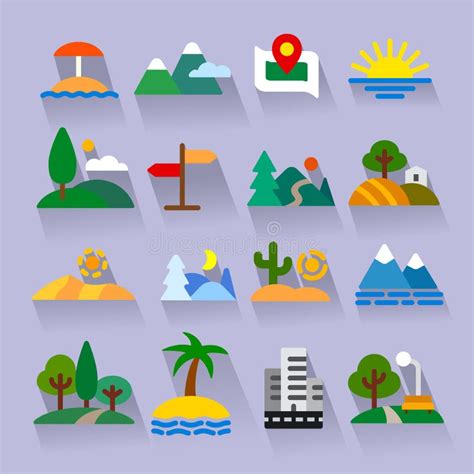 Nature Flat Icons Set Stock Vector Illustration Of Icon 152526469