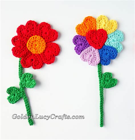 Ravelry Heart Flowers Applique Pattern By Goldenlucycrafts