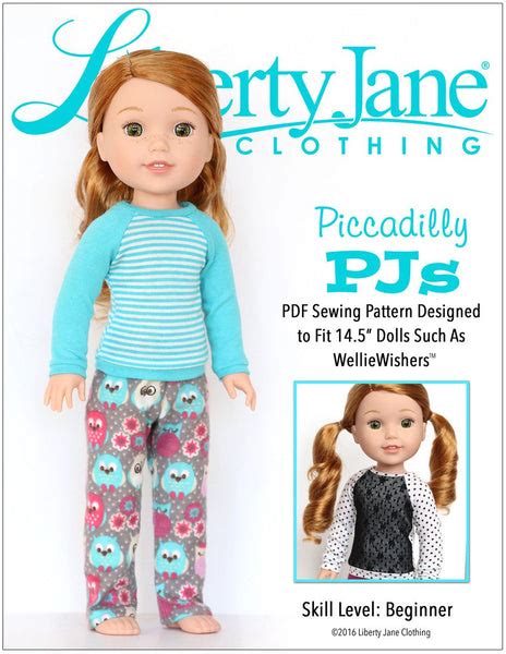 Liberty Jane Piccadilly Pjs Doll Clothes Pattern For Welliewishers