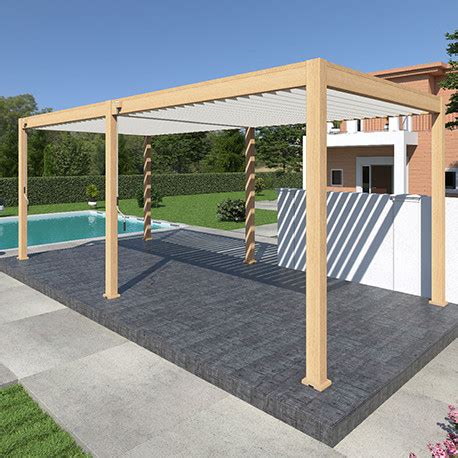 Pergola Bioclimatique 3 x 6 m 18m² Autoportée en Alu Woodlook bois