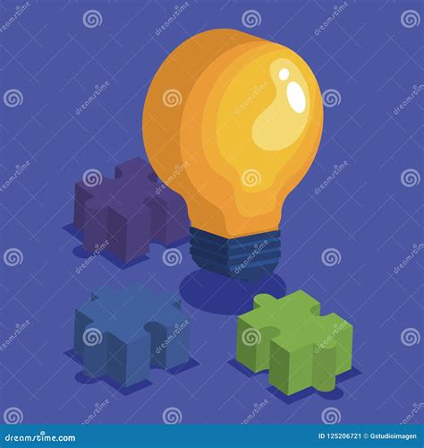 Bulb With Puzzle Game Pieces Stock Vector Illustration Of Design